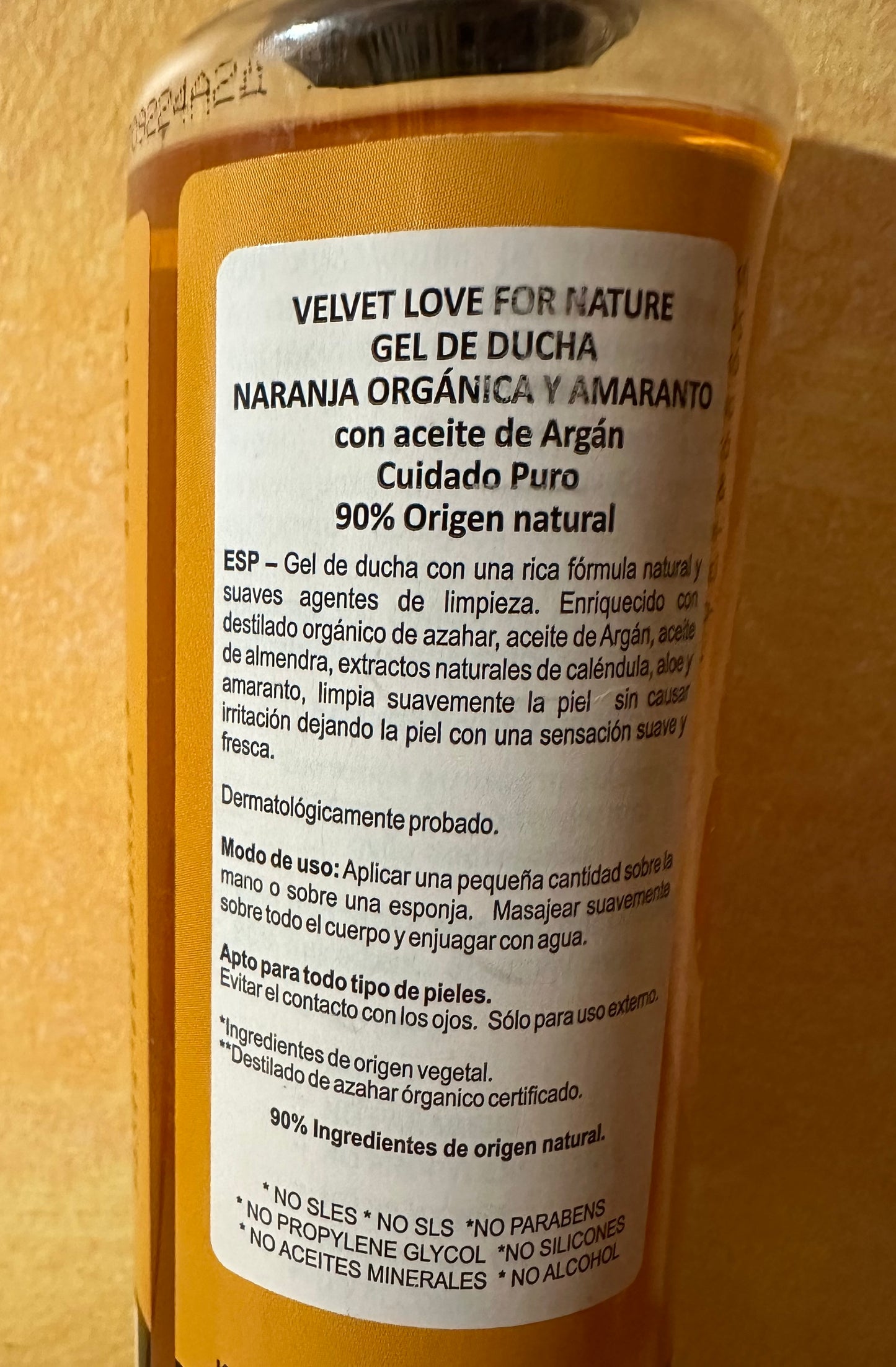 Gel de Ducha de Naranja Orgánica de Velvet Información Importante