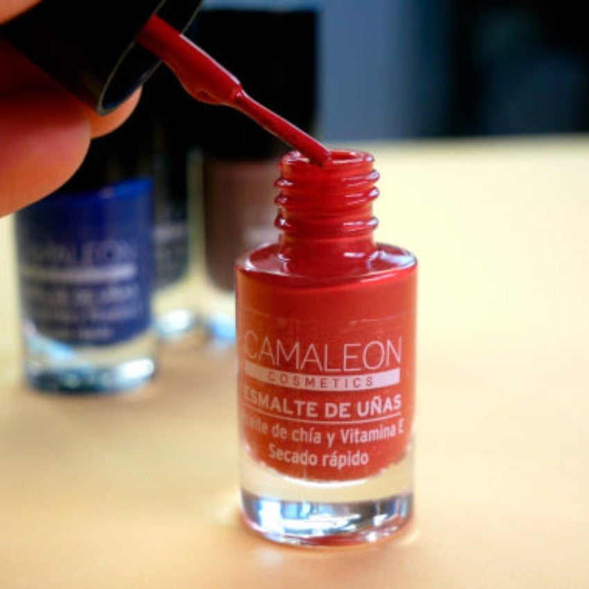 Esmalte de Uñas de Larga Duración color Naranja Calabaza de Camaleon Textura
