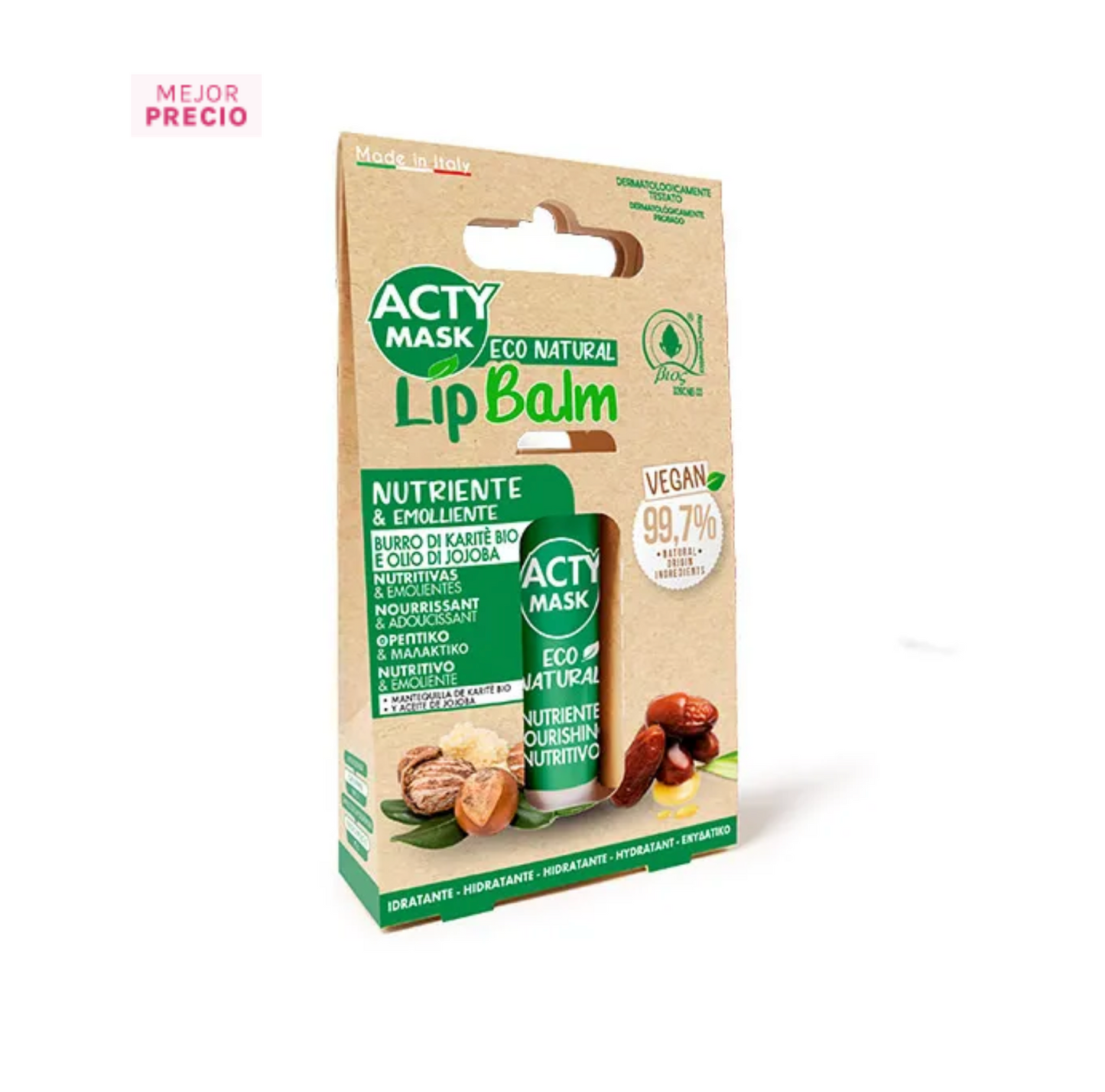 Bálsamo labial BIO Acty Mask  Karité, nutre, protege y repara labios agrietados