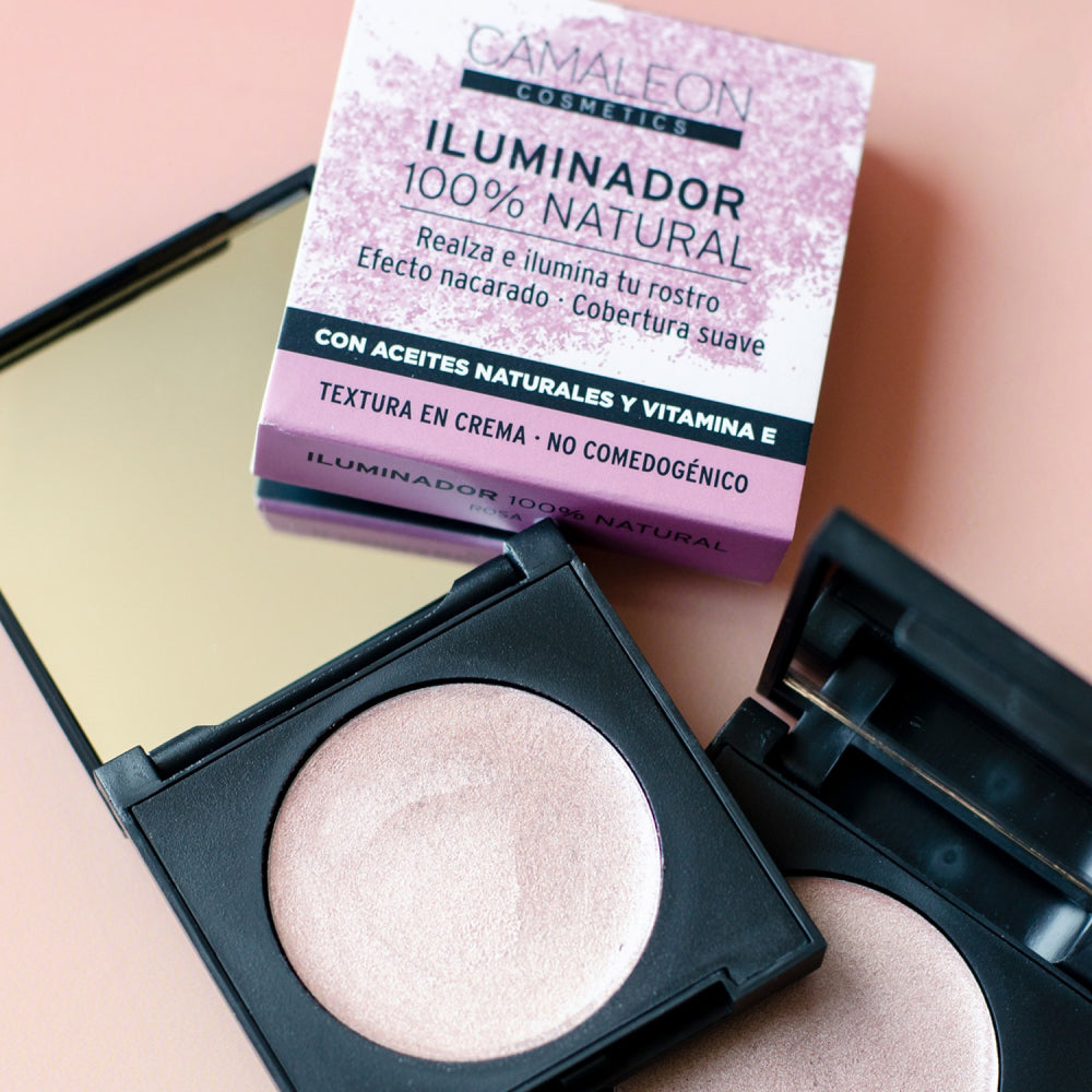 Polvo Iluminador Camaleon Color Rosa Textura